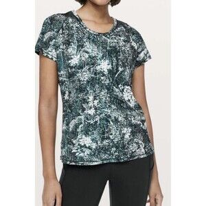Lululemon‎ Seek the Heat Short Sleeve Womens Size 8 Wildwood White Multi Teal